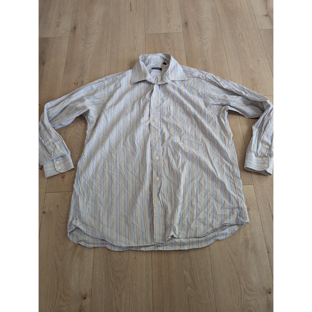 BURBERRY LONDON Long‎ Sleeve Button Shirt Men Size Large Multicolor Stripe 17 R